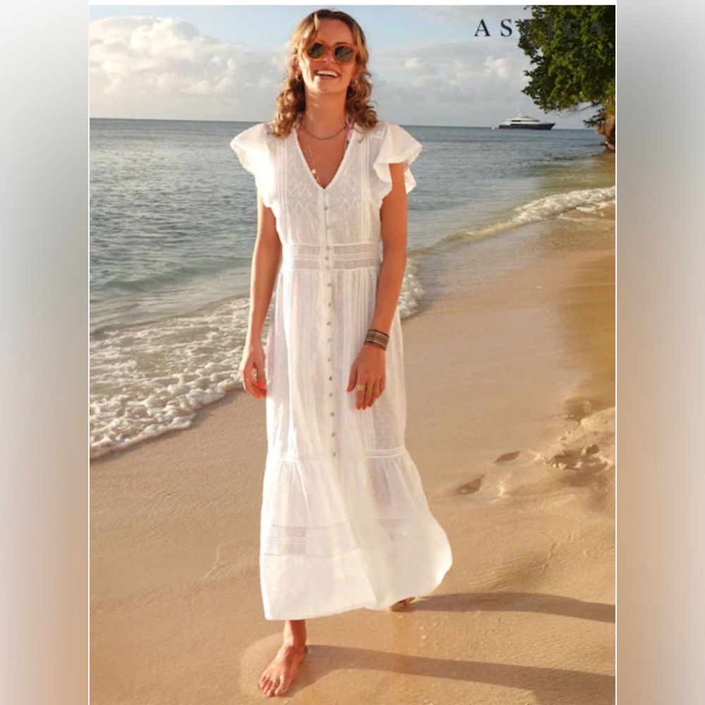 Keen The Label by The Shop Laguna Beach white boho maxi dress in size Large.